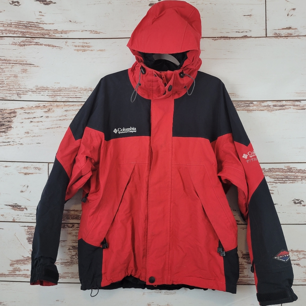 Columbia Titatium Omnitech Skin Snowboard Jacket Winter Coat Red L